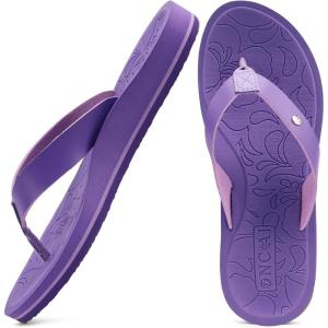 ONCAI Women’s Flip Flops Arch Support Yoga Mat Summer Beach Woman Thong Sandals with Orthotic Rubber Soles(US Size 5-11)(Purple)
