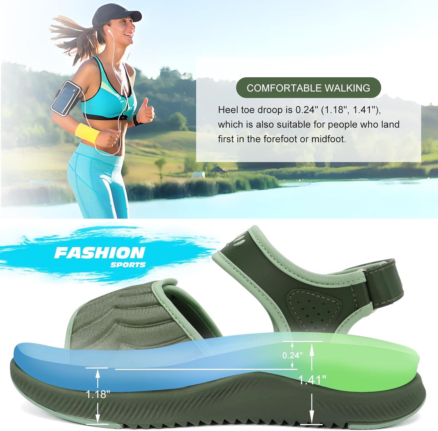 image:imageONCAI Walking Sandals WomenArch Support Hiking Sandals with Orthotic Outdoor Footbed for Plantar FasciitisWater Athletic Platform Sandalias Mujer with 3 Adjustable Strap US Size 612Green