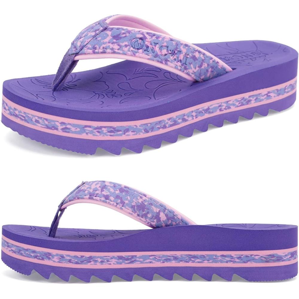 image:imageONCAI Flip Flops for Women Fashion Printed Platform Sandals Woman with Arch Support Yoga Mat Cushion Lightweight Summer Beach Outdoor Chunky NonSlip Rubber Soles US Size 511Purple