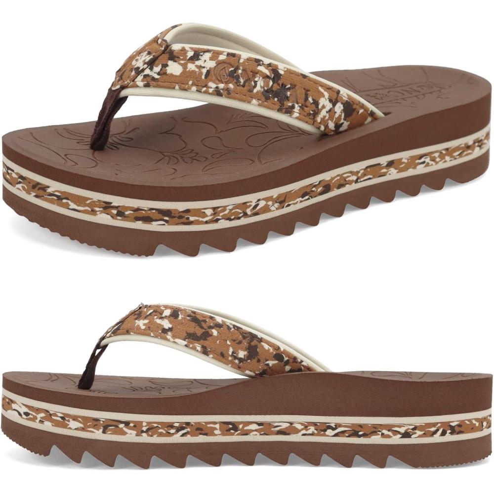 image:imageONCAI Flip Flops for Women Fashion Printed Platform Sandals Woman with Arch Support Yoga Mat Cushion Lightweight Summer Beach Outdoor Chunky NonSlip Rubber Soles US Size 511Brown