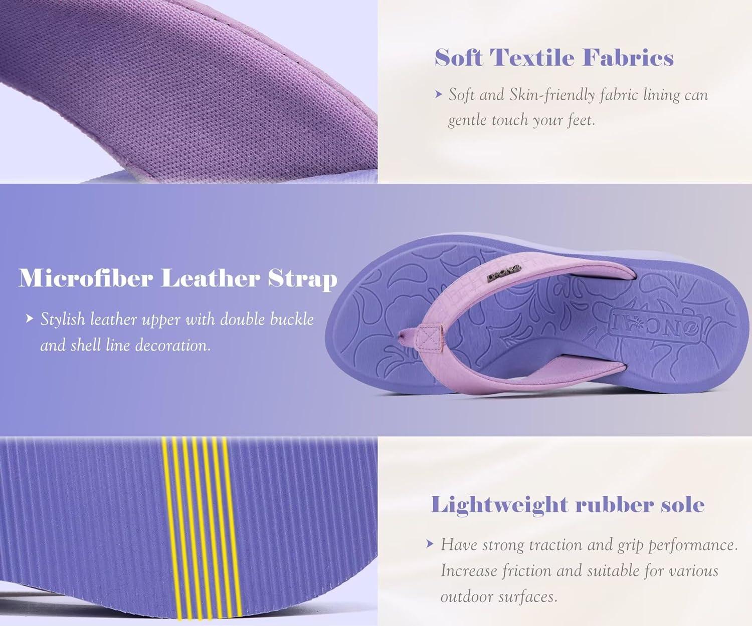 image:imageONCAI Womens Platform Chunky Sandals With Arch Support Trendy Fashion Summer Vacation Wedge Flip Flops for Women Soft Walking Outdoor Ladies Heels Shoes Rubber Soles US Size 511Purple