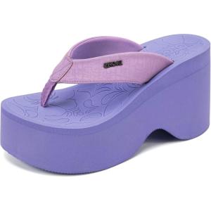 ONCAI Women’s Platform Chunky Sandals With Arch Support Trendy Fashion Summer Vacation Wedge Flip Flops for Women Soft Walking Outdoor Ladies Heels Shoes Rubber Soles US Size 5-11(Purple)