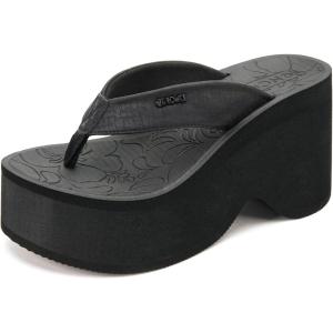 ONCAI Women’s Platform Chunky Sandals With Arch Support Trendy Fashion Summer Vacation Wedge Flip Flops for Women Soft Walking Outdoor Ladies Heels Shoes Rubber Soles US Size 5-11(Black)
