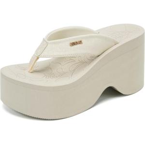 ONCAI Women’s Platform Chunky Sandals With Arch Support Trendy Fashion Summer Vacation Wedge Flip Flops for Women Soft Walking Outdoor Ladies Heels Shoes Rubber Soles US Size 5-11(Off-white)
