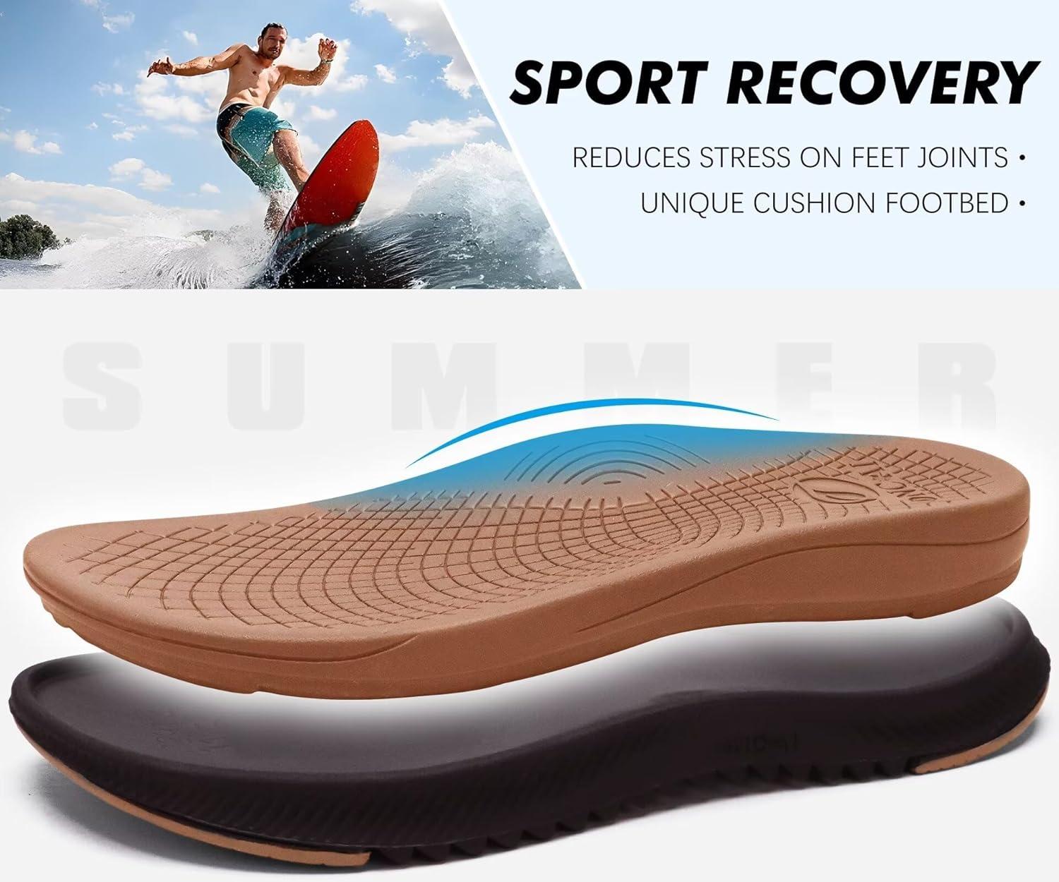 image:imageONCAI Mens Orthopedic Flip Flops Mens Walking Sandals with Arch Support Sport Recovery Sandal for Man size 714Khaki Brown